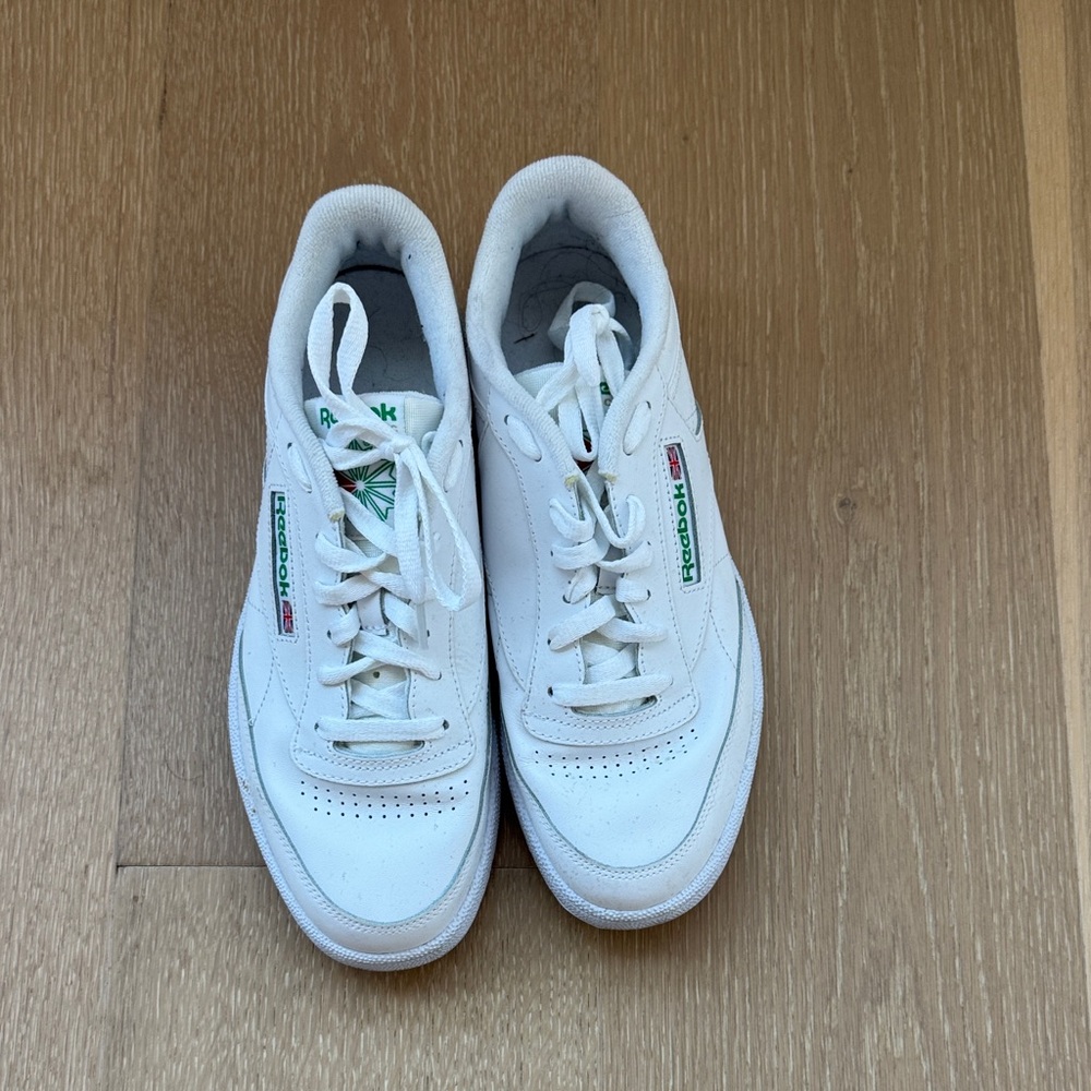 Reebok Classic White and Green Sneakers